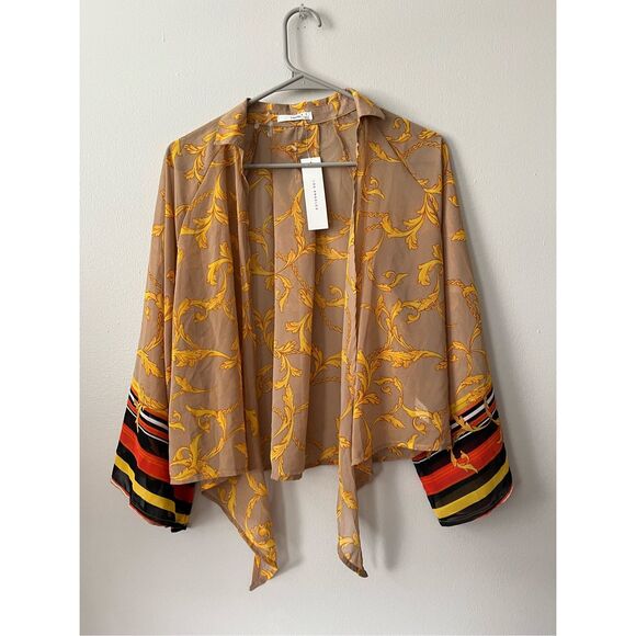 Timing Small Sheer Womens Victorian Yellow and Tan Smock NEW - Picture 1 of 4